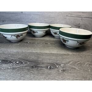 Cabela's Folkcraft Stoneware Pinecone 6.25” Cereal Soup Bowls~set Of 4